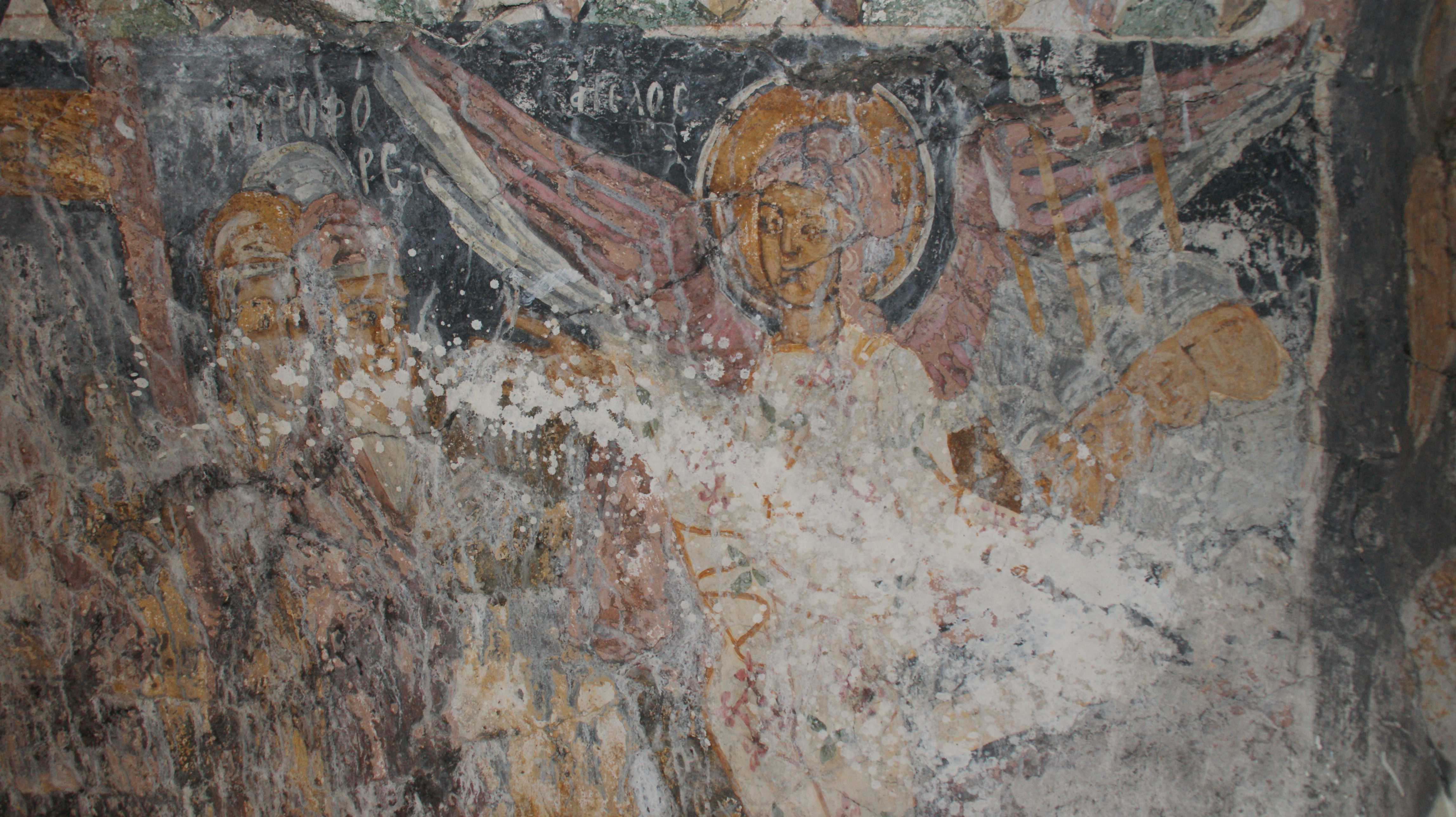 The depiction of the Women at the Tomb, south wall (naos), St. Marina tis Neras, Symi (source: M. Asfentagakis).