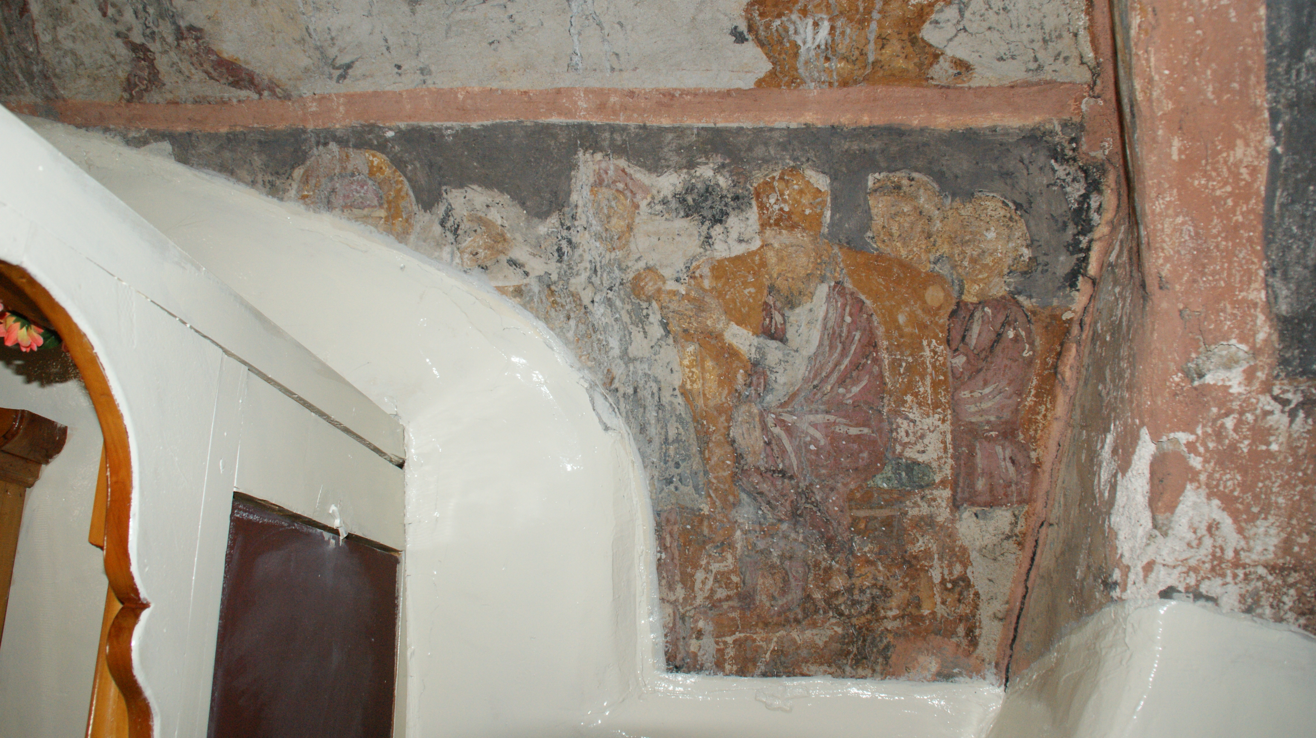 The surviving scene from the iconographic cycle of St. Marina, holy bema, St. Marina tis Neras, Symi (source: M. Asfentagakis).