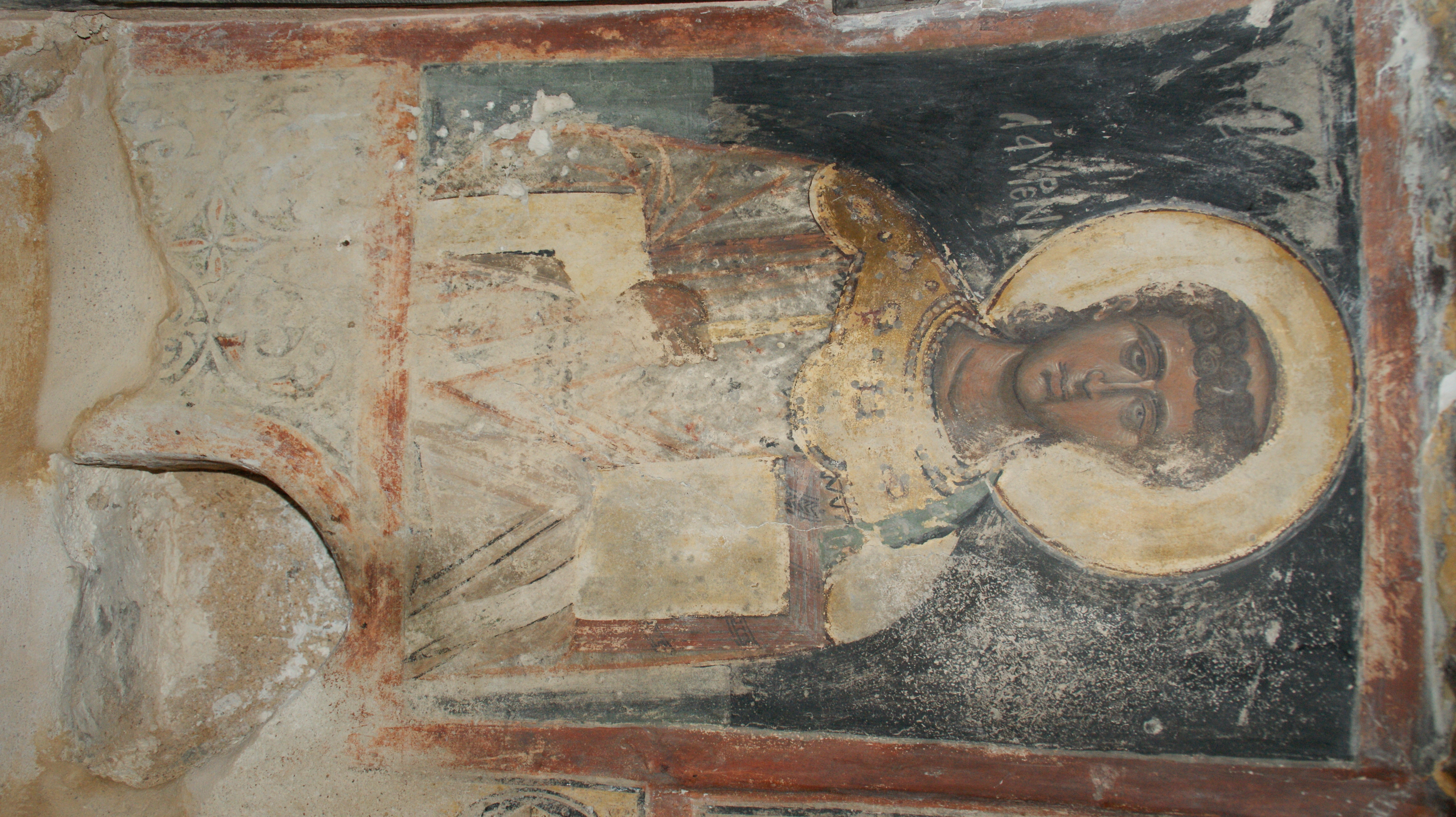 The figure of St. Lawrence, holy bema, Monastery of Archangel Michael Roukouniotis (old katholikon), Symi (source: M. Asfentagakis).