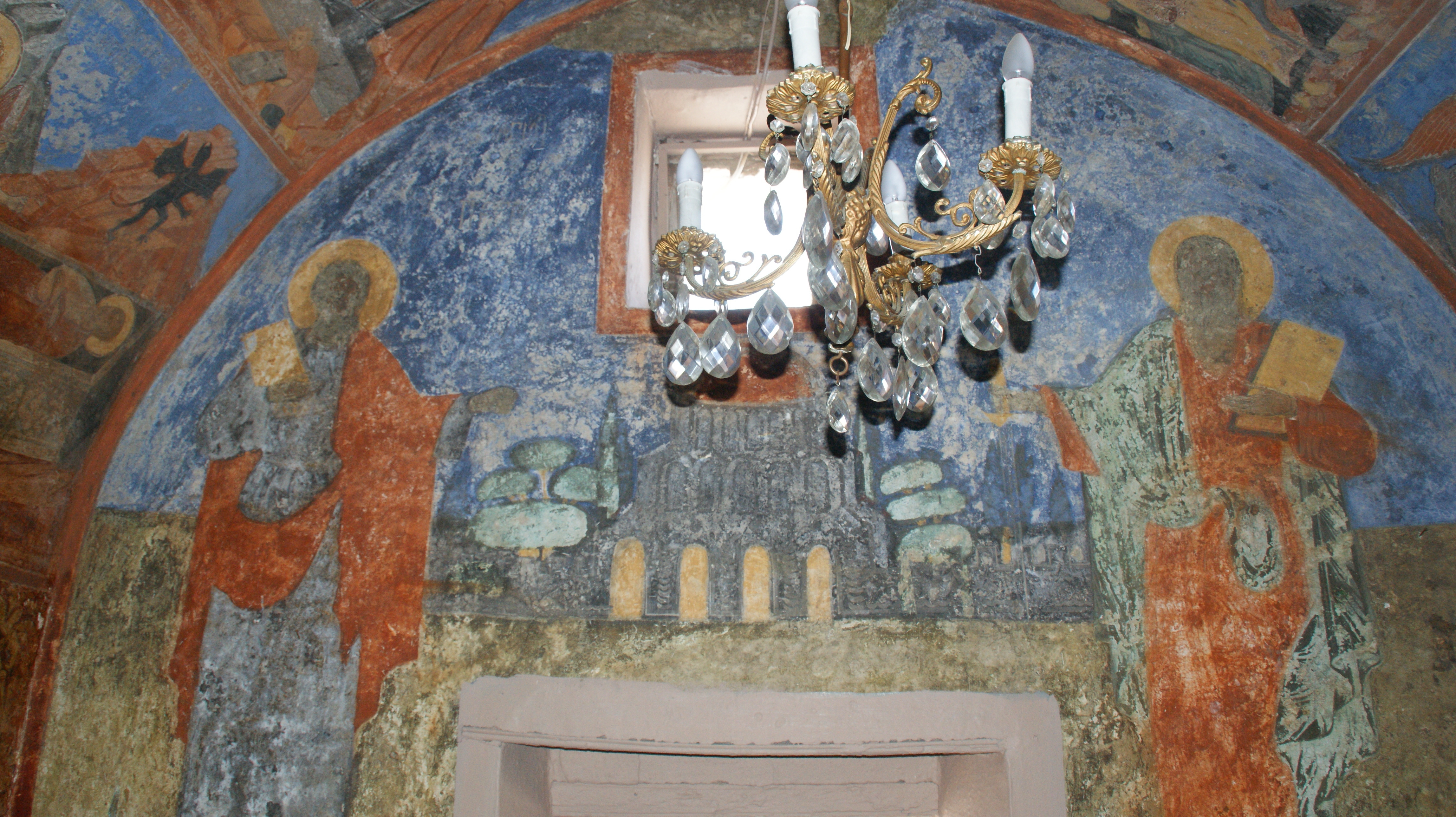 The depiction of the Apostles Peter and Paul, west wall (naos), Monastery of Archangel Michael Kokkimidis, Symi (source: M. Asfentagakis).