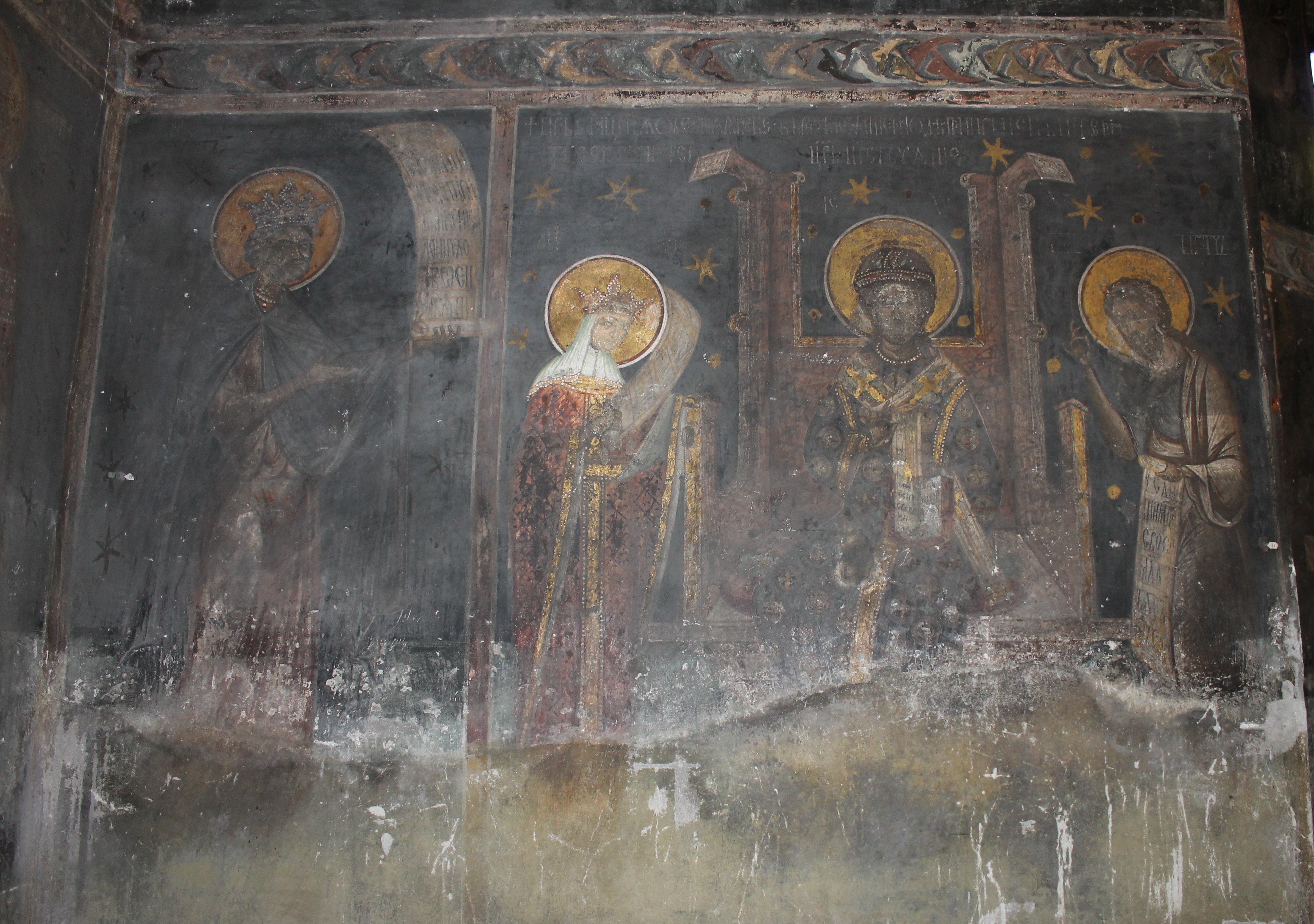 The “Imperial Deesis” and the figure of King David, naos, northern wall, the church of the Prophet Elijah, Suceava, Romania, post 1488 (source: A. Dumitrescu)