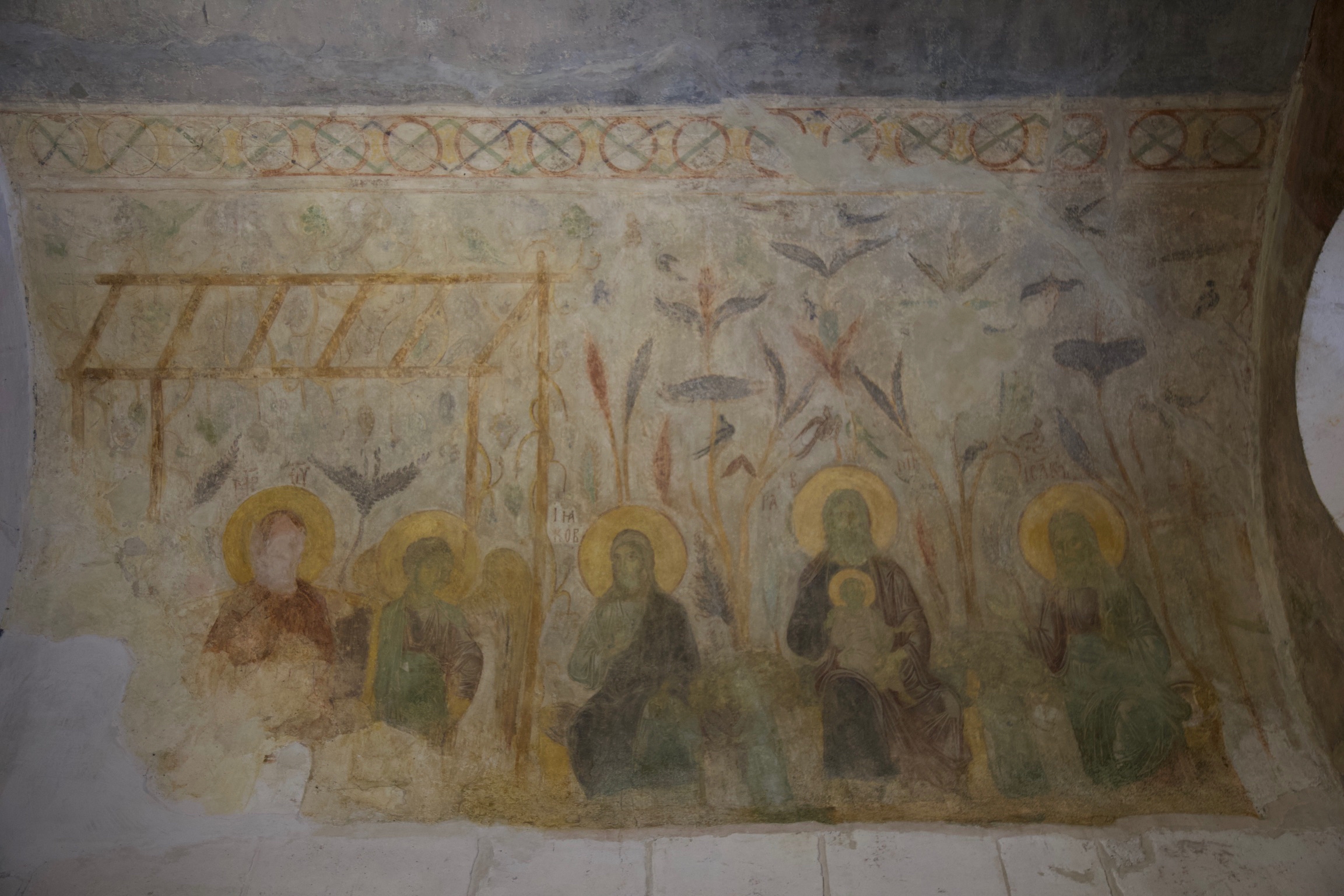 Interior view of small vault beneath west gallery, Jacob, Abraham and Isaac, Cathedral of St. Demetrios, 1193-97, Vladimir (source: J. Willson)