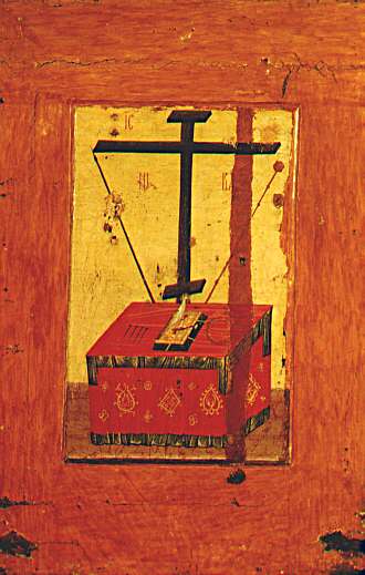 The back of the Virgin of Vladimir icon with a painting dating likely to the 14th or the early 15th century (source: Wikimedia Commons)