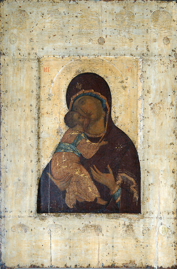 Copy of the Virgin of Vladimir icon by Andrei Rublev, 15th century (source: Wikimedia Commons)