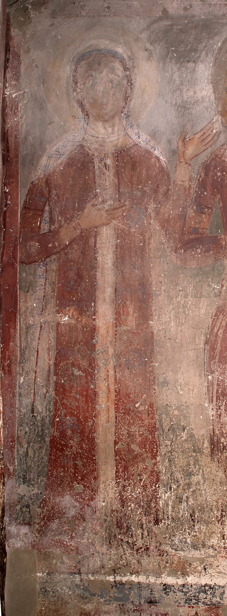 Princess Milica Hrebeljanović wearing the zimarra, Church of the Presentation of the Virgin in the Temple in Veluće Monastery, 1373–77, detail of a fresco, Serbia (source: Zoran B. Jovanović)