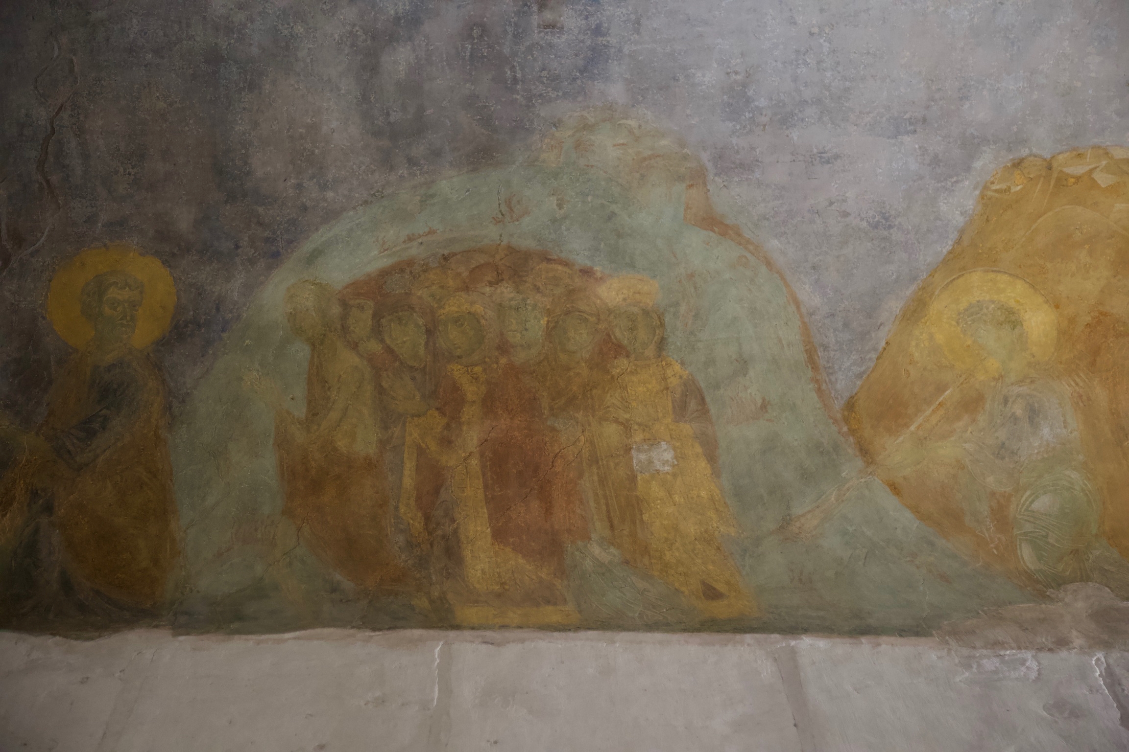 Interior view of small vault beneath west gallery, St. Peter leading the righteous wives to heaven, Cathedral of St. Demetrios, 1193-97, Vladimir (source: J. Willson)