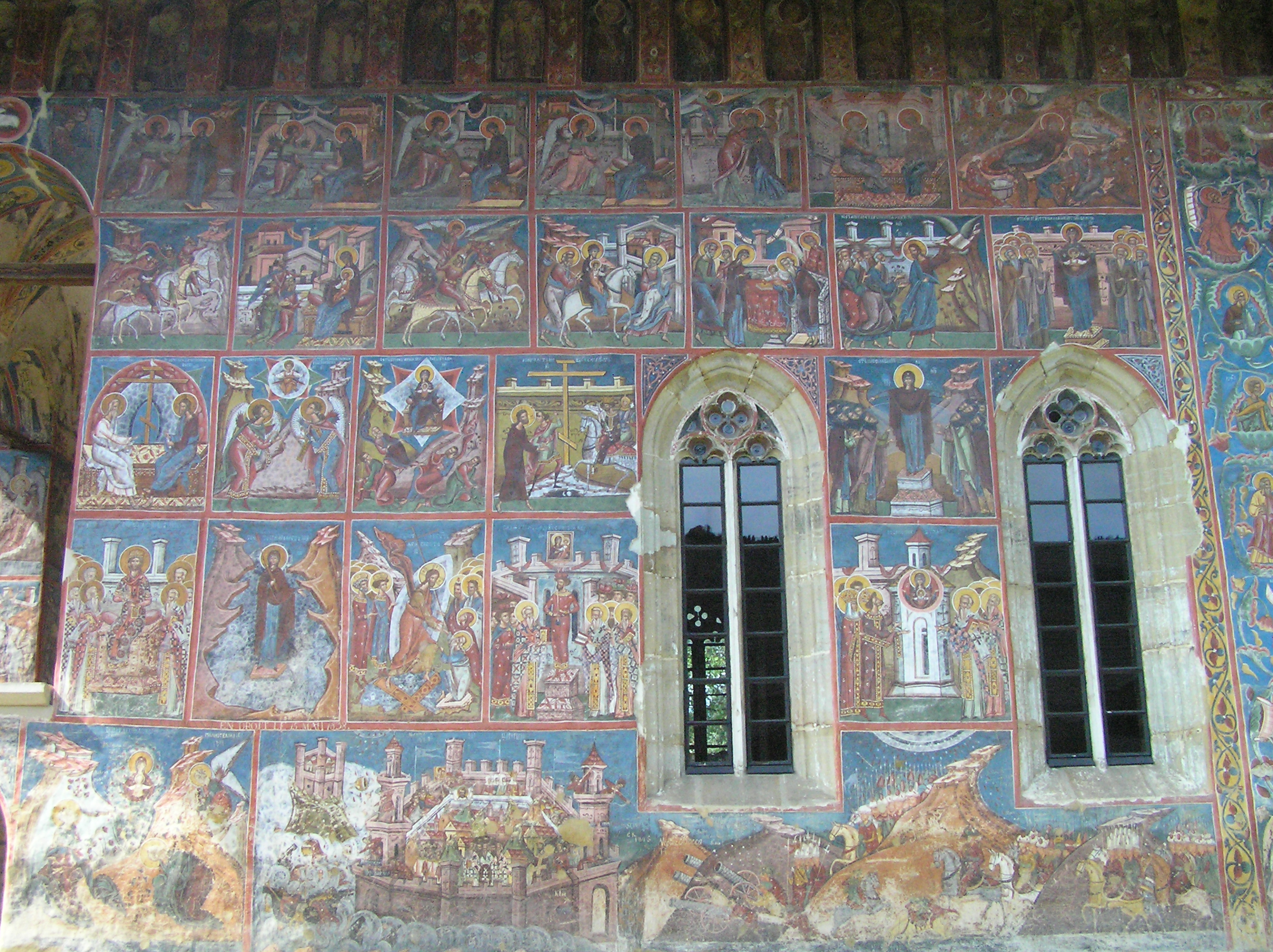 Akathistos cycle, 1537, wall painting, the Church of Annunciation, Moldovița Monastery, Suceava County, Romania (photograph by the author).