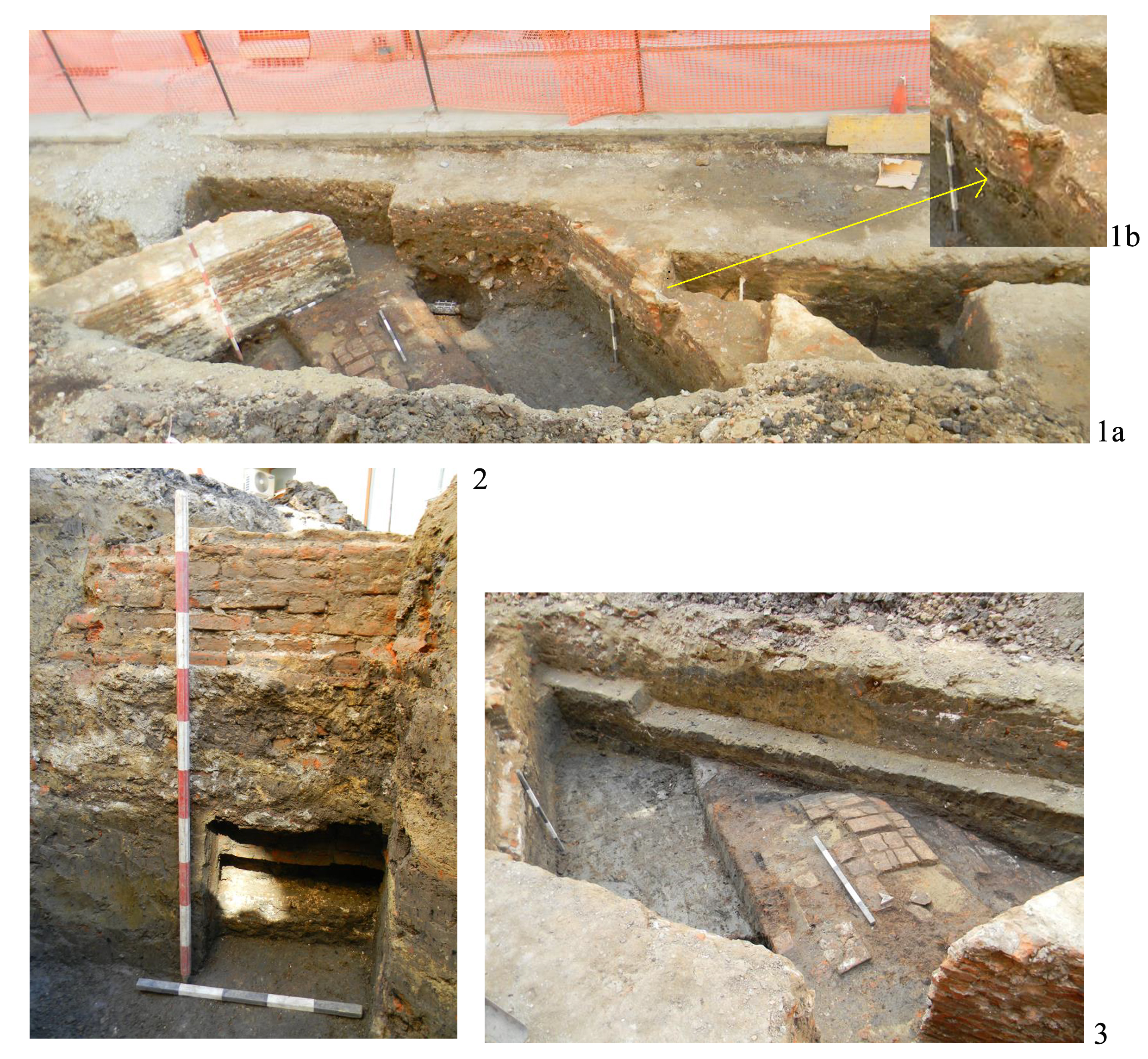 1a,b: Ruins of the Ali Bey Mosque. Details with the niche on the south side; 2: Foundation of the mosque; 3: The floor inside the mosque; (source: Gașpar 2023, Fig. 7. 1a, b, 3-4)