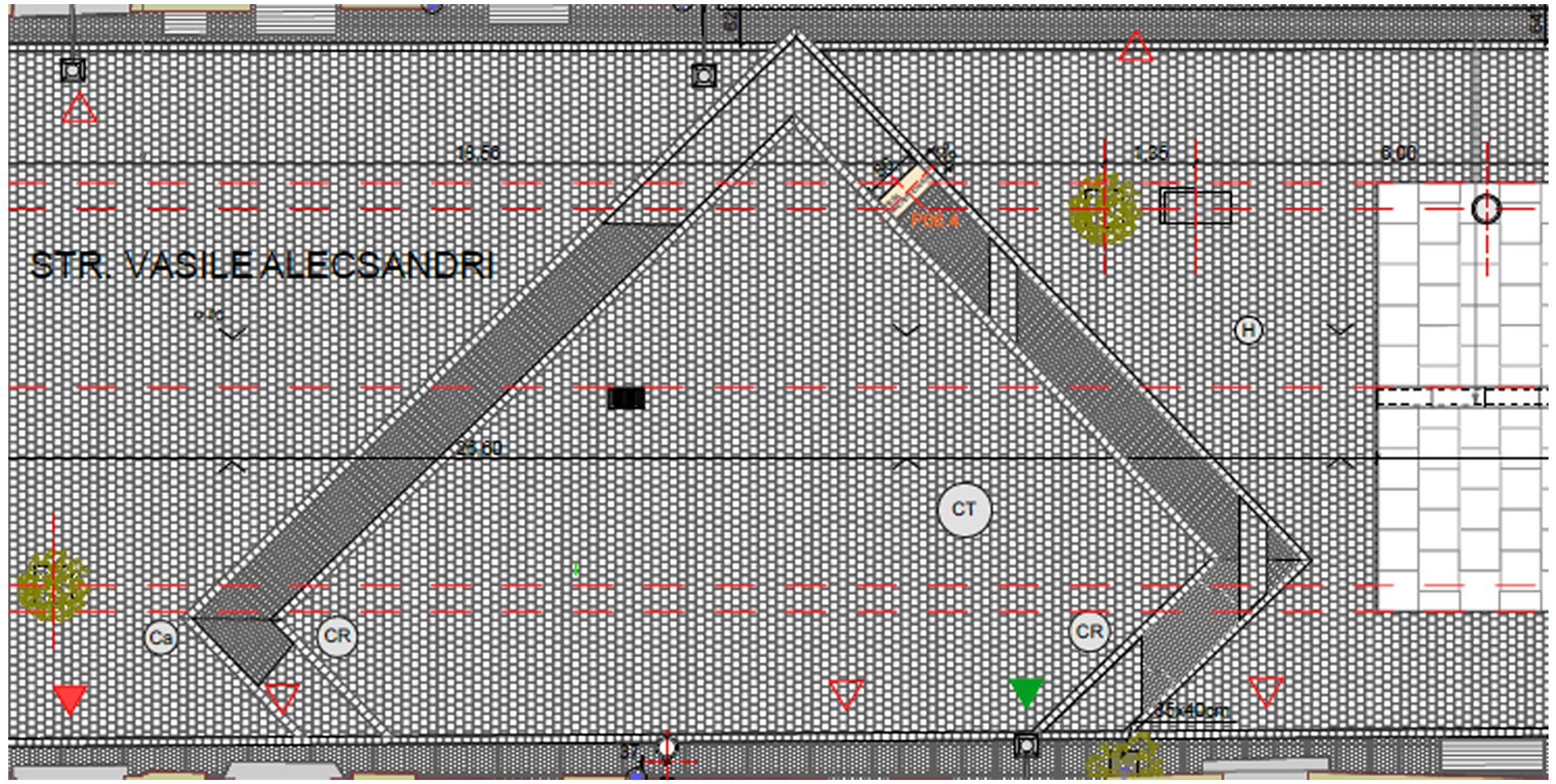 The plan of the Ali Bey Mosque, with the outline of the archaeologically discovered walls (topographic plan); (source: Gașpar 2023, Fig. 7. 2)