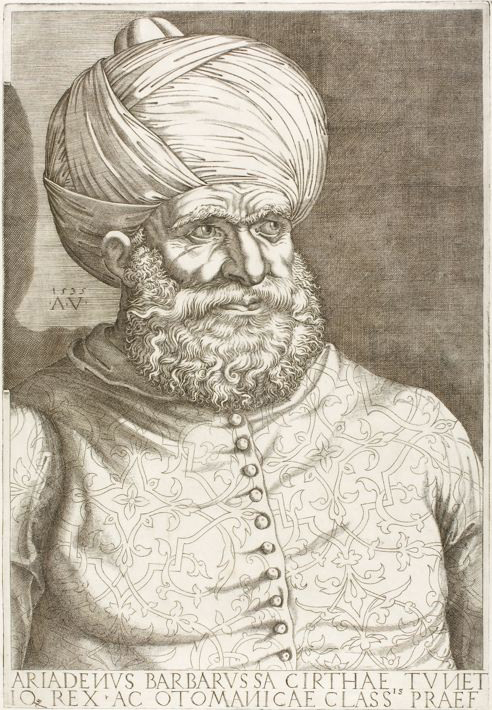 Agostino Veneziano, Portrait of Hayreddin Barbarossa, 1535, engraving, Rijksmuseum (source: Wikimedia)