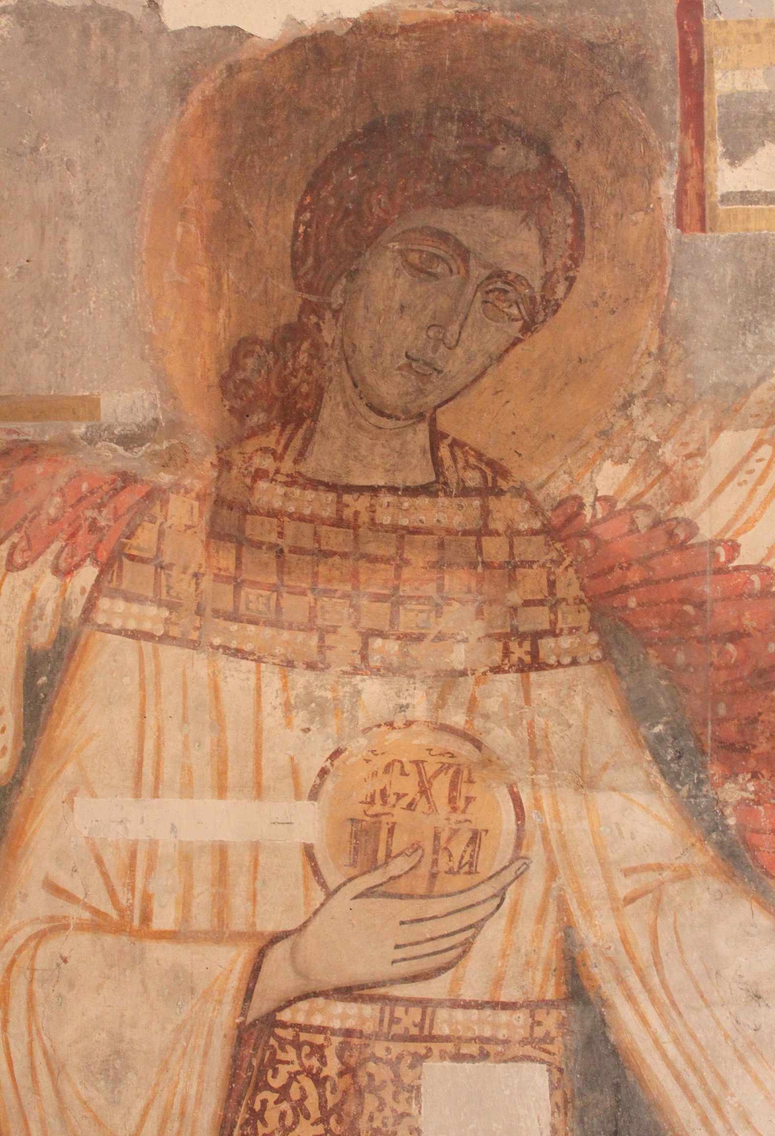 Holy Archangel Michael, ca. 1393, lower register of the sanctuary’s eastern wall, Church of St. Nicholas in Ribița, Hunedoara County, Romania (source: D. Gh. Năstăsoiu)
 