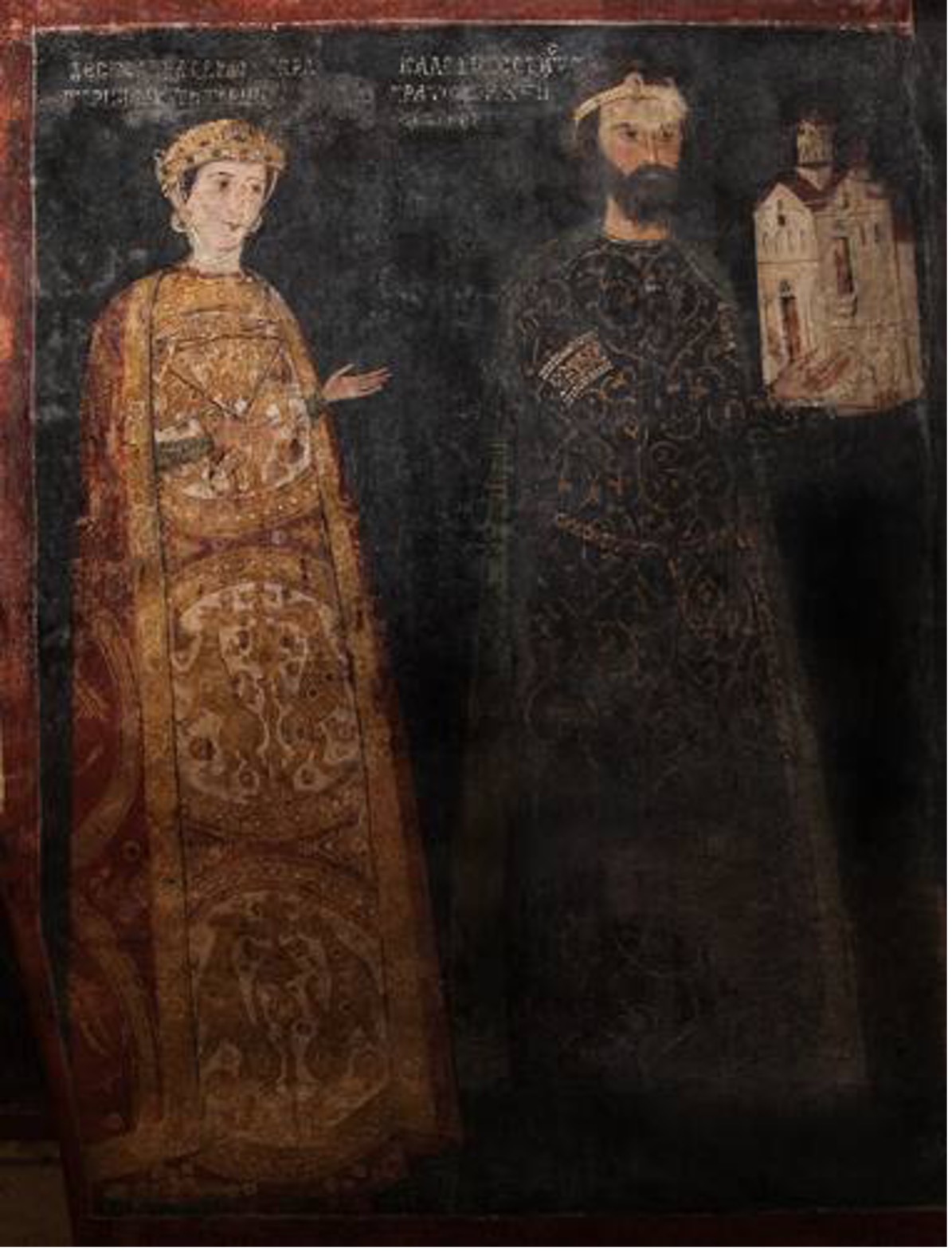 Portrait of Kaloyan (Johannitsa) as sebastokrator and his wife Desislava, ca. 1259, Boyana Church of St. Nicholas and St. Pantaleimon, Sofia (source: whc.unesco.org/en/documents/139735)