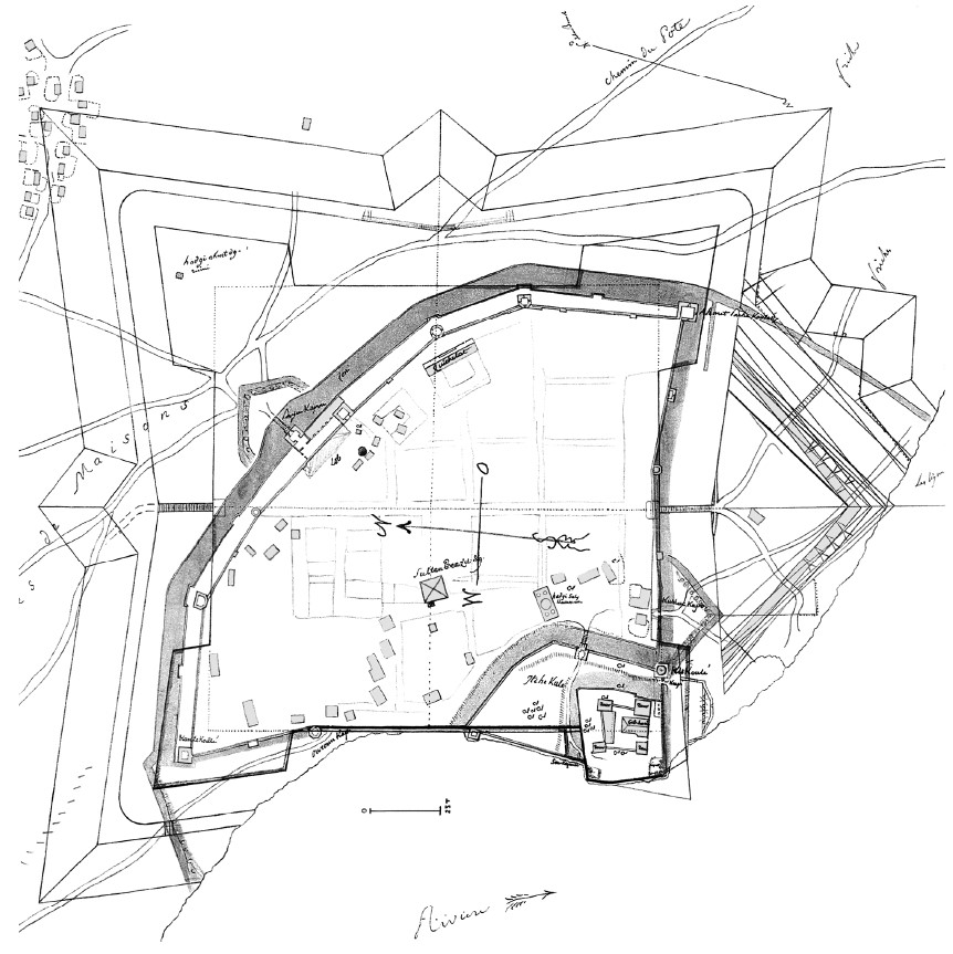 A fragment of the plan of the Kiliia fortress in 1794 drawn up by F. Kauffer. Drawing from RDVIA F. 349. Op. 17. Case 2291 Fig. 13