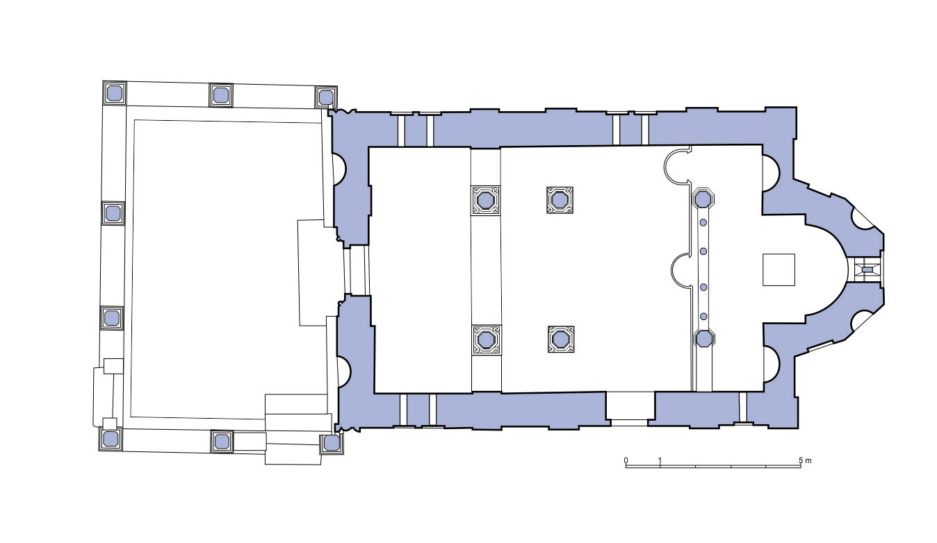 Plan of the Church of St. Demetrios, Markov Monastery, 1365/6-71, Sušica near Skopje, Republic of North Macedonia (source: G. Tolić)