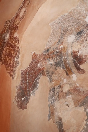 Detail of the Archangel Michael, part of the variation of the Deesis scene in the apse, late 12th-early 13th century (?), Church of St. Nicholas, Koločep.