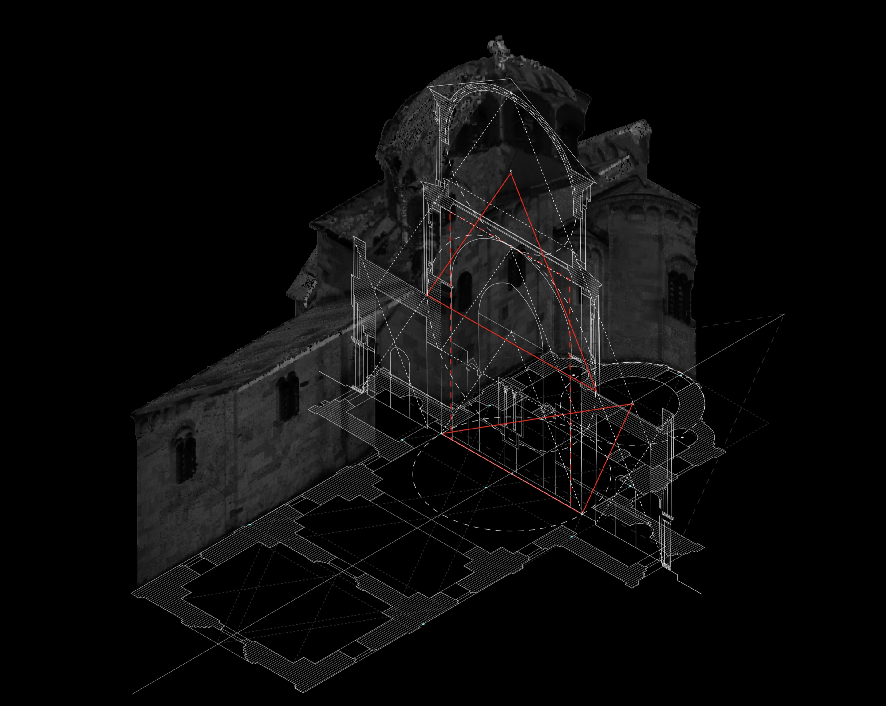 Geometric and proportional analysis of the Studenica church based on the principle of the circle and “holy triangle” and related to a point cloud of the church  