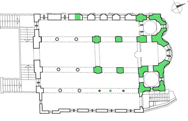 Church of Taxiarches, floor plan of the upper story (source: T. Mantopoulou-Panagiotopoulou)