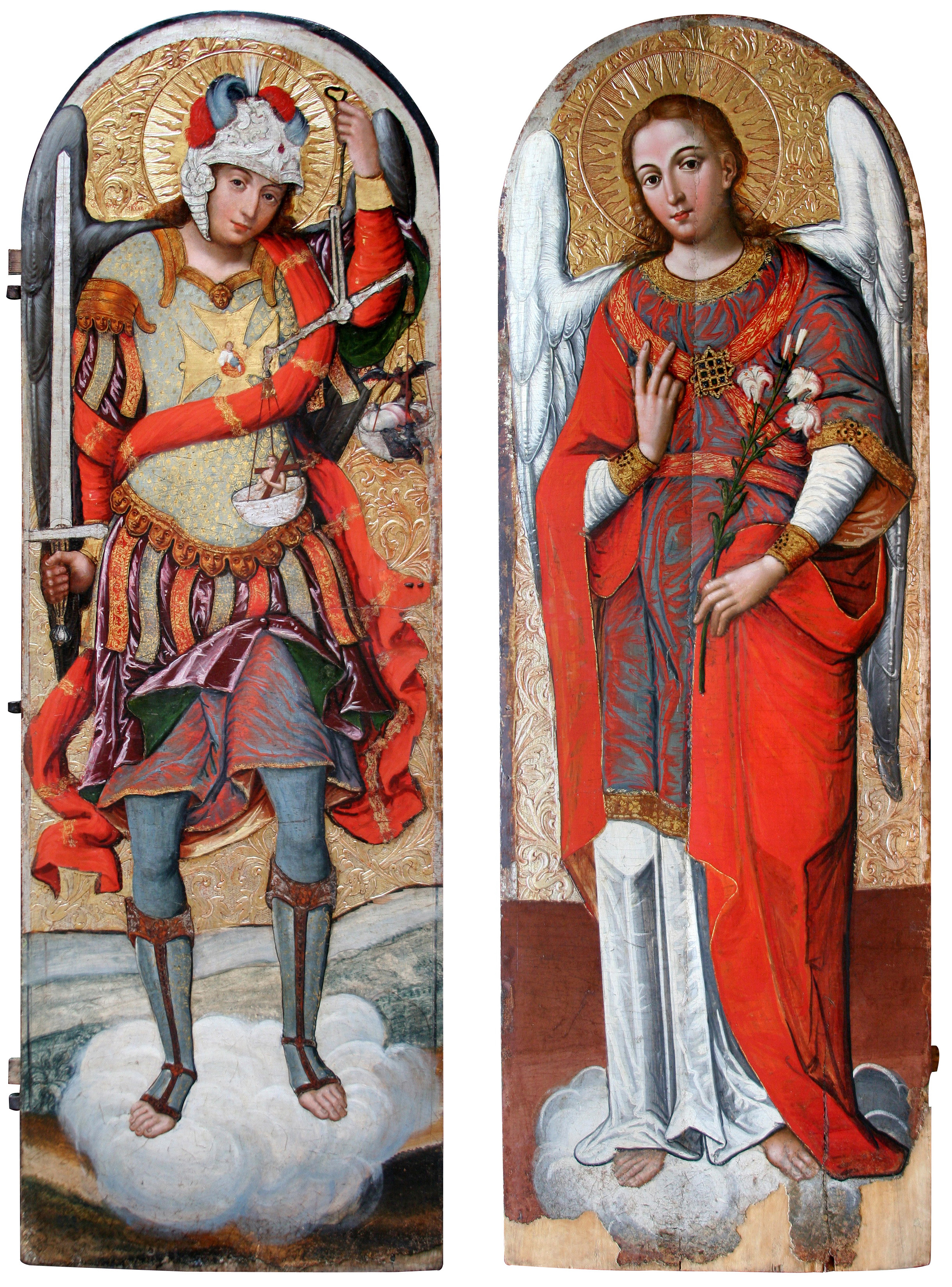 Ivan Rutkovych. Archangels Michael and Gabriel on the deacon doors of the Zhovkva iconostasis. 1697–99. Andrei Sheptytskyi National Museum in Lviv (source: Andrei Sheptytskyi National Museum in Lviv).