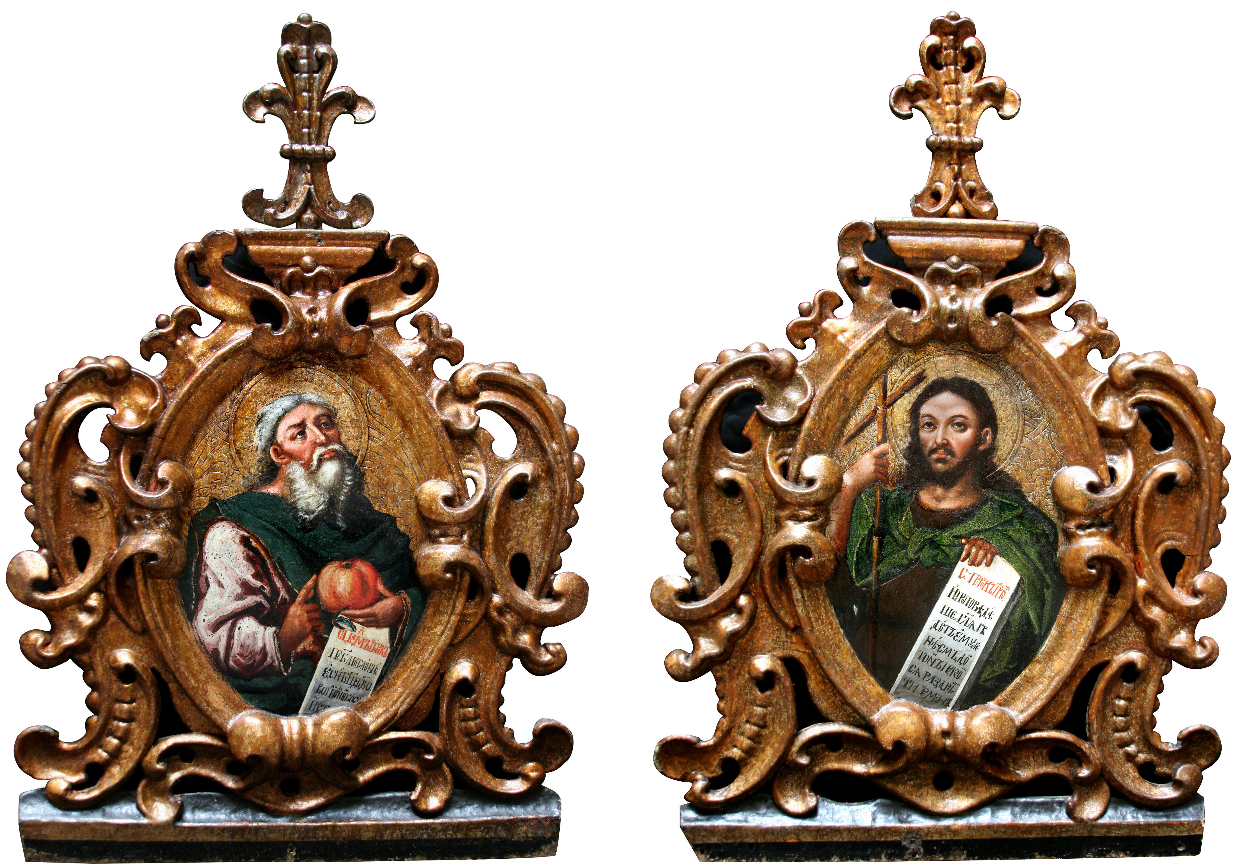 Ivan Rutkovych. Adam and St. John the Baptist. Icons from the prophetic tier of the Zhovkva iconostasis. 1697–99. Andrei Sheptytskyi National Museum in Lviv (source: Andrei Sheptytskyi National Museum in Lviv).