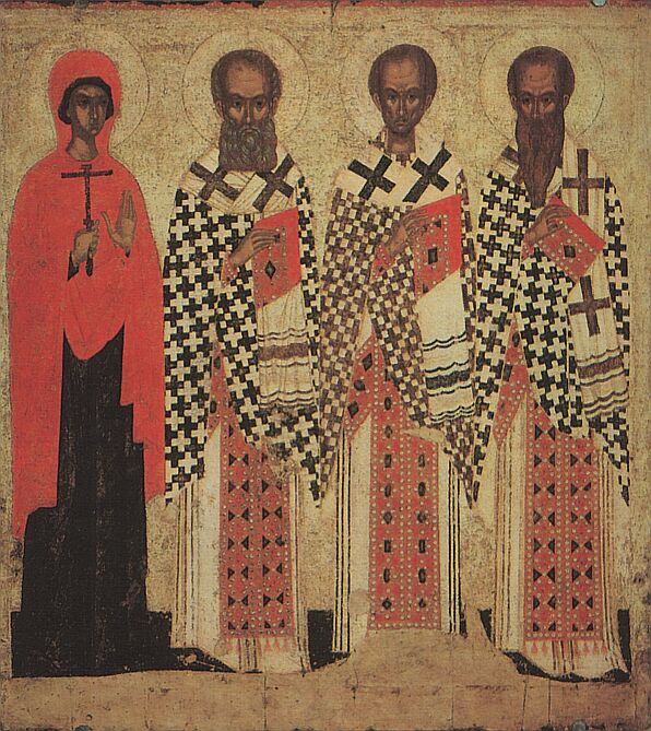 Three hierarchs and Paraskeva, Pskov, 1440s–1450s (source: State Tretyakov Gallery)